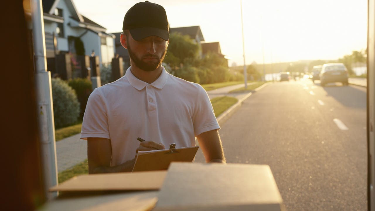 Man Looking at a Clipboard